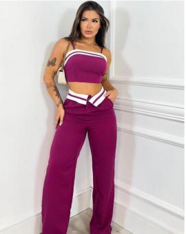 Conjunto Calça Pantalona e Cropped de Alcinha