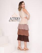 Conjunto Cropped e Saia Midi Babado Camadas Atacado na Rua 44 em Goiânia