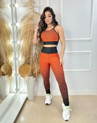 Conjunto legging e top moda fitness em poliamida /roupa de malhar