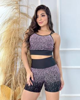 Conjunto Fitness Degrade Short Cintura Alta e Top