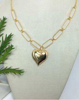 Corrente Folheada Feminina Pingente Coração