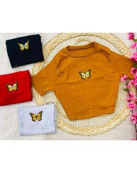 Cropped Canelado Manga Curta