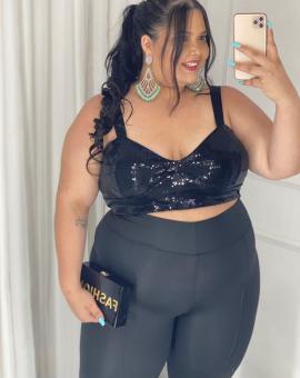Cropped Plus Size no Paetê com Bojo