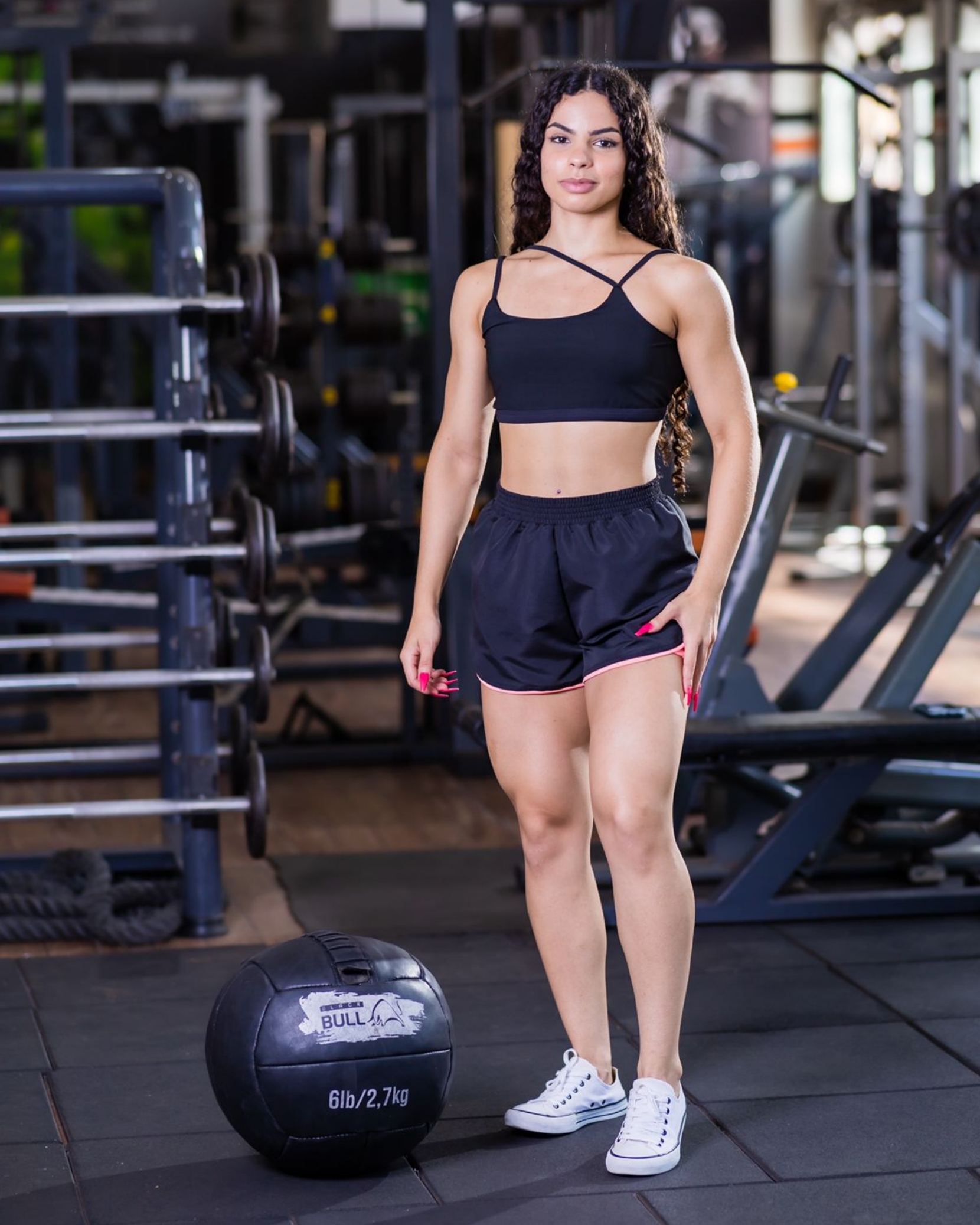 Short Feminino de Academia Soltinho Preto - Atacado 44 Goiânia.