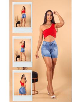 Short Jeans Claro Feminino Cintura Alta