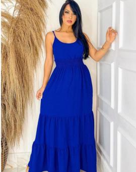 Vestido Longo de Alça com Lastex na Cintura