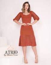 Vestido Midi Elegante com Babado Manga Bufante Atacado na Rua 44 em Goiânia