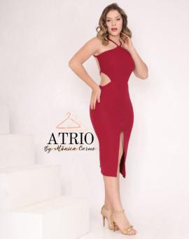 Vestido Midi Vermelho com Fenda na Frente