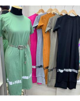 Vestido T-Shirt Midi Manga Curta Estiloso