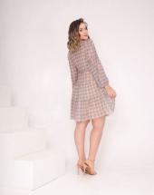 Vestido Tule Estampado Rodado Manga Longa Bufante Atacado na Rua 44 em Goiânia