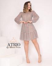 Vestido Tule Estampado Rodado Manga Longa Bufante Atacado na Rua 44 em Goiânia