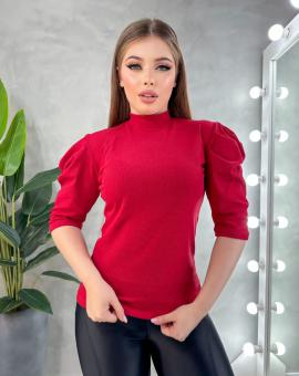 Blusa Canelada Algodão Manga Princesa Gola Alta