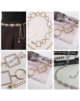 Cinto Feminino Corrente com Strass