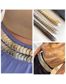 Cinto Feminino Moedas Metal
