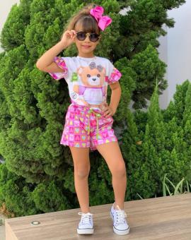 Conjuntinho Infantil Feminino Short e Blusa Estampado