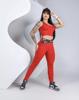 Conjunto de Academia Calça e Top com Elástico na Cintura