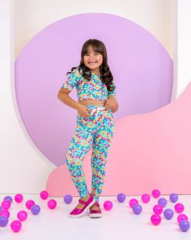 Conjunto Infantil Calça e Cropped Estampado