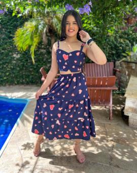 Conjunto Saia Midi e Cropped Infanto Juvenil