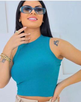 Cropped Canelado sem Manga