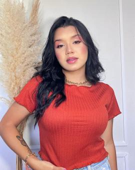 Cropped Feminino Malha Canelada Premium com Manguinha