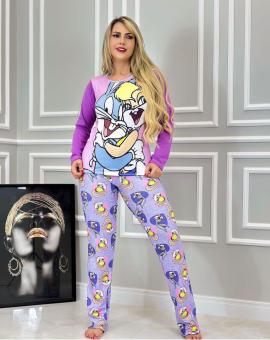Pijama Feminino Inverno Calça e Blusa Manga Longa