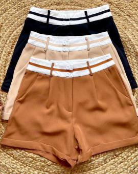 Short Alfaiataria Cós Duplo Barra Dobrada