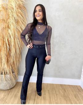 Blusa Feminina Manga Longa Lurex Transparente