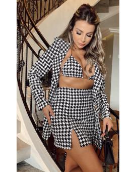 Conjunto Feminino Xadrez Saia e Blazer