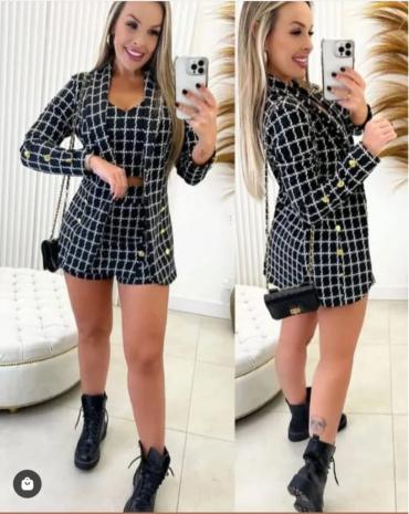 conjunto-xadrez-preto-short-saia-e-blazer-com-botoes-atacado-rua-44-goiania 