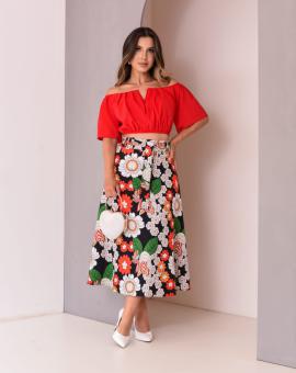 Cropped Ciganinha Manga Curta Decote V