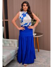 Saia Longa 3 Marias Cintura Alta Azul Royal na Rua 44 Goiânia