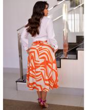 Saia Midi Cintura Alta Estampada com Bolso na Rua 44 em Goiânia