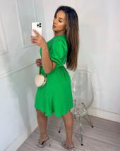 Vestido Curto Soltinho Manga Bufante com Amarração na Cintura na Rua 44 em Goiânia