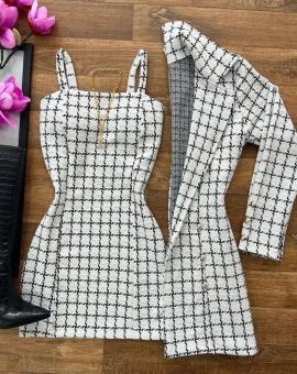 Vestido e Blazer Xadrez