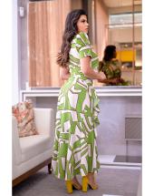 Vestido Midi Transpassado Manga Bufante Estampado na Rua 44 em Goiânia