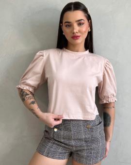 Blusa Feminina Manga Bufante Lisa 100% Algodão