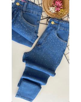 Calça Jeans Feminina Estilosa com Strass