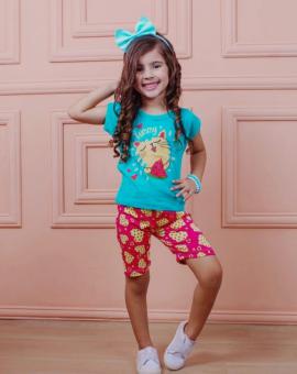 Conjunto Infantil Menina Short e Blusa Estampados