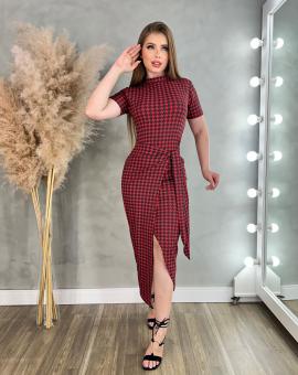 Vestido Midi Transpassado Manga Curta Estampado