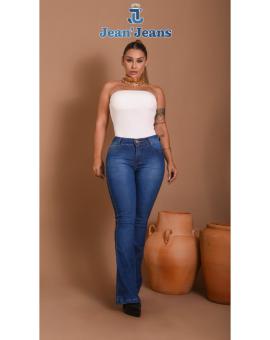 Calça Flare Jeans Cintura Alta Azul Escuro