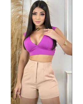 Short Alfaiataria Cintura Alta Modelo Zara