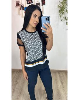 Blusinha Feminina Manga Tule Fresquinha