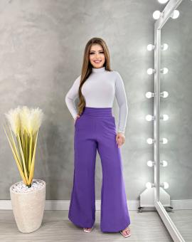 Calça Pantalona Cintura Alta com Bolso