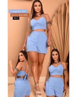 Conjunto Crepe Dunas Short e Cropped Laço