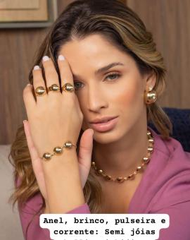 Conjunto Semi Joia Colar Brinco Pulseira e Anel