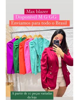 Max Blazer Alfaiataria Manga Bufante Botões Metalizados