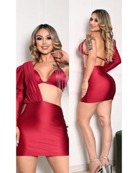 Vestido Balada Vermelho Acetinado