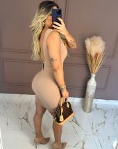 Vestido Curto Elegante Canelado 3D com Cinto na Rua 44 em Goiânia