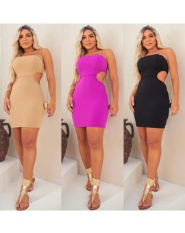 Vestido Curto Tubinho Tomara que Caia Recorte na Cintura