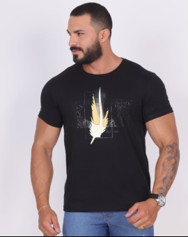 Camiseta Masculina Manga Curta Algodão Estampa Silk